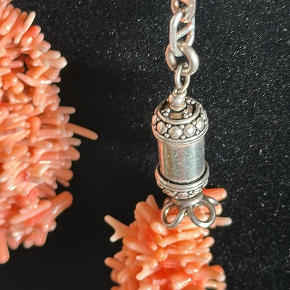 CORAL 925 ITALY 7 strands natural high-quality gorgeous twisted design set 31" - Picture 11 of 13